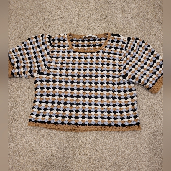 Zara Womens Crochet Knit Cotton Top Size Small - Picture 6 of 10